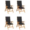 vidaXL Reclining Garden Chairs with Cushions 4 pcs Solid Teak Wood