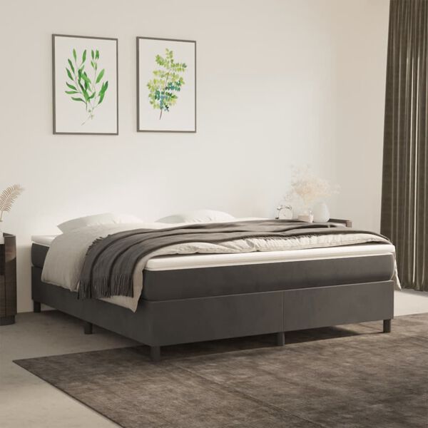 vidaXL Bed Frame without Mattress Dark Grey 180x200 cm Super King Velvet
