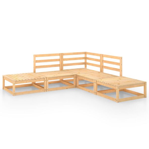 vidaXL 5 Piece Garden Lounge Set Solid Wood Pine