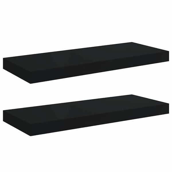 vidaXL Floating Wall Shelves 2 pcs Black 60x23.5x3.8 cm MDF