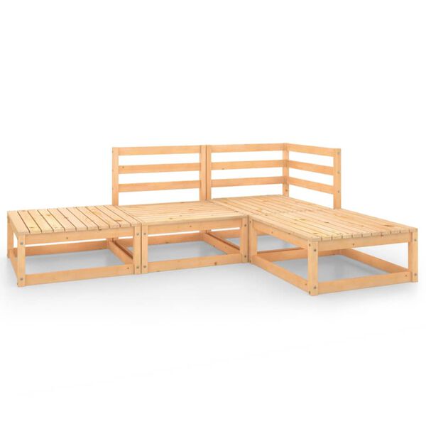 vidaXL 4 Piece Garden Lounge Set Solid Wood Pine