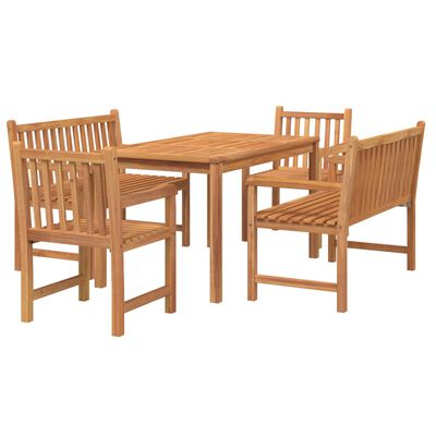 vidaXL 5 Piece Garden Dining Set Solid Wood Teak