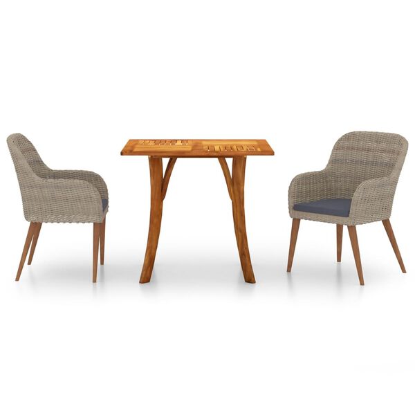 vidaXL 3 Piece Garden Dining Set Brown