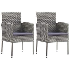 vidaXL Garden Chair | Set of 2 | Grey | PE rattan, steel, 100% polyester