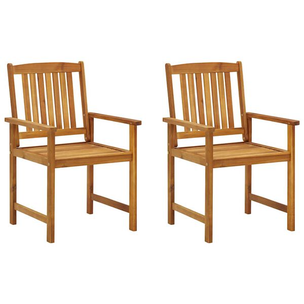 vidaXL Garden Chairs with Cushions 2 pcs Solid Acacia Wood