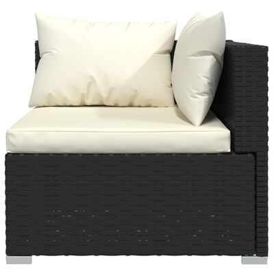 vidaXL 11 Piece Garden Lounge Set with Cushions Black Poly Rattan