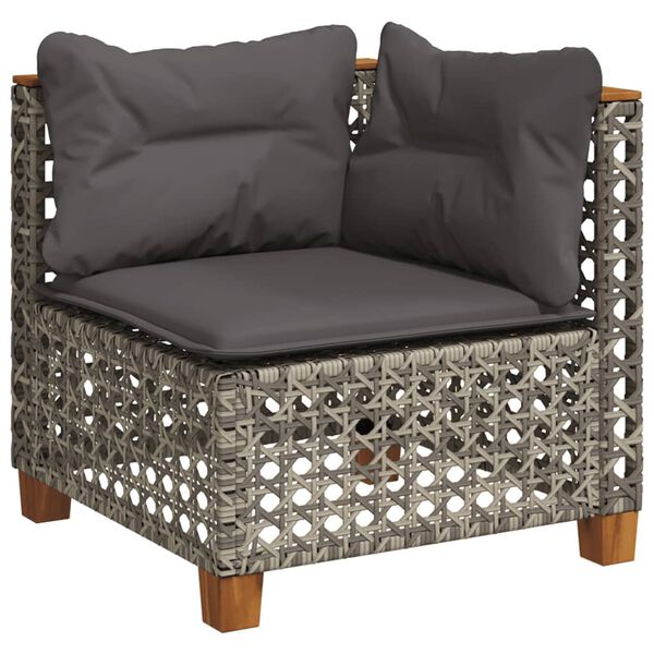 vidaXL 10 Piece Garden Sofa Set with Cushions Grey Poly Rattan