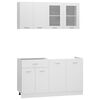vidaXL Kitchen Cabinet Set | White | Engineered Wood, Glass | Kitchen Cabinet