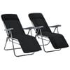 vidaXL Folding Garden Chairs with Cushions 2 pcs Black