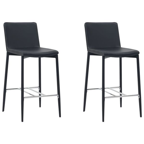 vidaXL Bar Stools 2 pcs Black Faux Leather