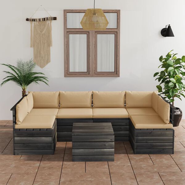 vidaXL 7 Piece Garden Pallet Lounge Set with Cushions Solid Pinewood