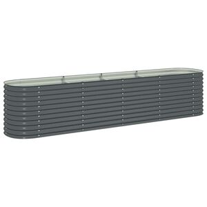 vidaXL Garden Raised Bed 400x80x81 cm Galvanised Steel Grey