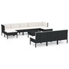 vidaXL 11 Piece Garden Lounge Set with Cushions Poly Rattan Black