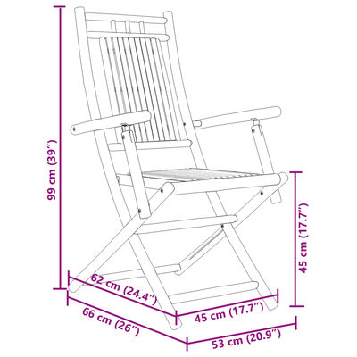 vidaXL Folding Garden Chairs 2 pcs 53x66x99 cm Bamboo