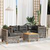 vidaXL 6 Piece Garden Sofa Set with Cushions Grey Poly Rattan