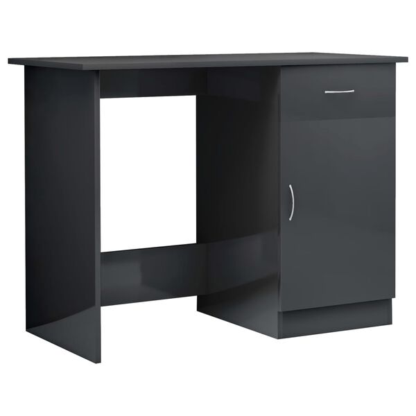 vidaXL Desk High Gloss Grey 100x50x76 cm Engineered Wood
