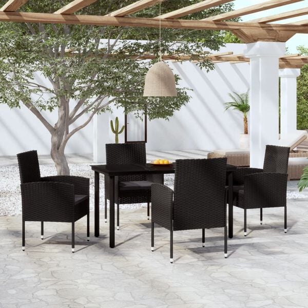 vidaXL 5 Piece Garden Dining Set Black