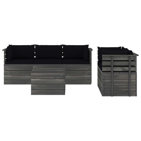 vidaXL 6 Piece Garden Pallet Lounge Set with Cushions Solid Pinewood