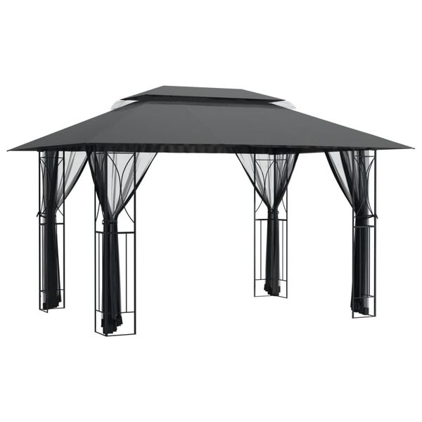 vidaXL Gazebo with Sidewalls Anthracite 400x300x270 cm Steel