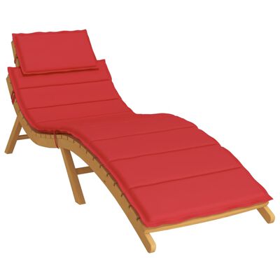vidaXL Sun Lounger Cushion Red 186x58x3cm Oxford Fabric