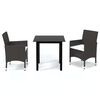 vidaXL 3 Piece Garden Dining Set with Cushions Poly Rattan Brown