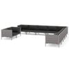 vidaXL 11 Piece Garden Lounge Set with Cushions Poly Rattan Dark Grey