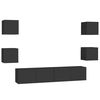 vidaXL 6 Piece TV Cabinet Set Black Engineered Wood