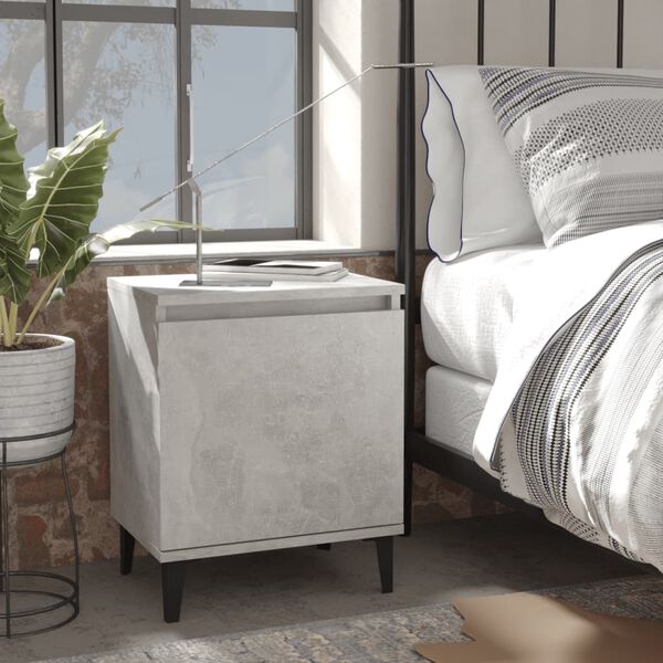 vidaXL Bed Cabinet with Metal Legs Concrete Grey 40x30x50 cm