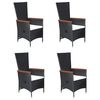 vidaXL 5 Piece Garden Dining Set with Cushions Poly Rattan Black