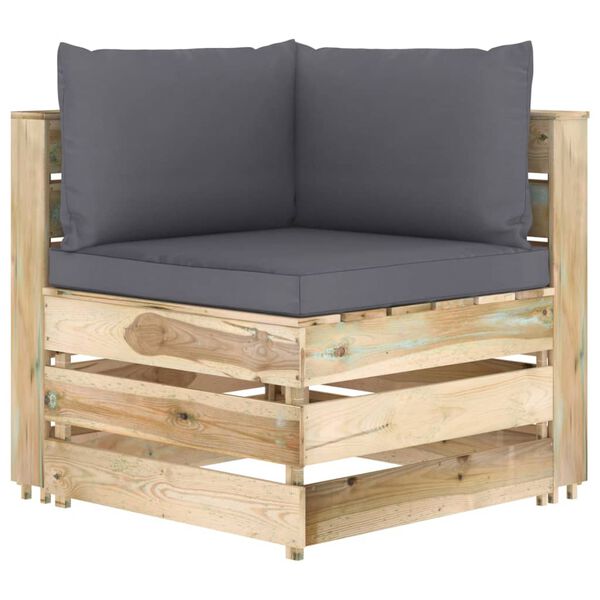 vidaXL 5 Piece Garden Lounge Set with Cushions Green Impregnated Wood