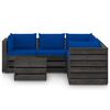 vidaXL 6 Piece Garden Lounge Set with Cushions Grey Impregnated Wood