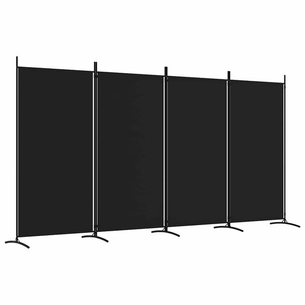 vidaXL 4-Panel Room Divider Black 346x180 cm Fabric