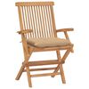 vidaXL Garden Chairs with Beige Cushions 4 pcs Solid Teak Wood