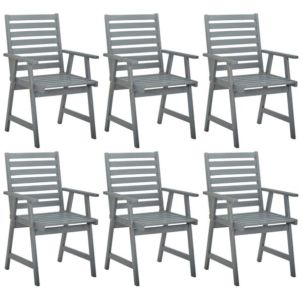 vidaXL Outdoor Dining Chairs 6 pcs Grey Solid Acacia Wood