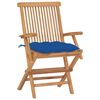vidaXL Garden Chairs with Blue Cushions 2 pcs Solid Teak Wood