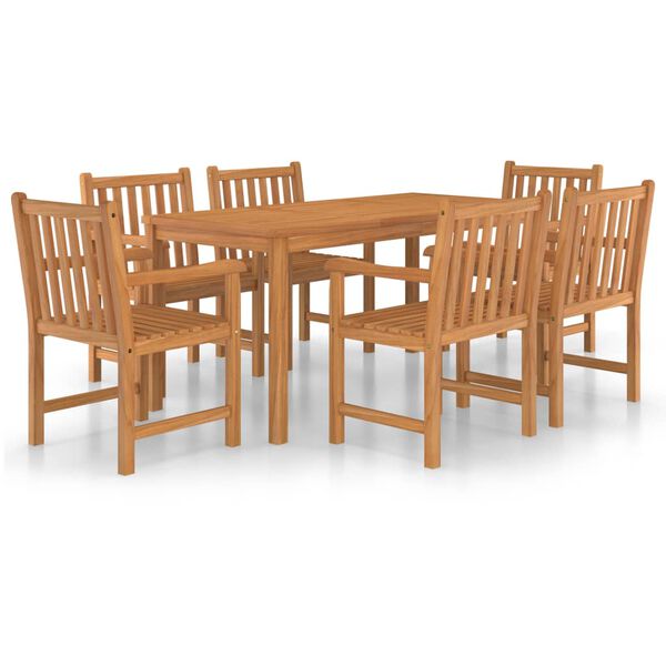 vidaXL 7 Piece Garden Dining Set 160x80 cm Solid Teak Wood