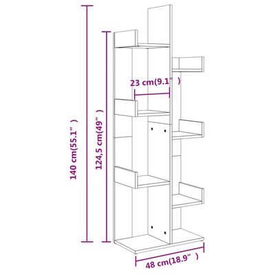 vidaXL Book Cabinet Sonoma Oak 48x25.5x140 cm Engineered Wood