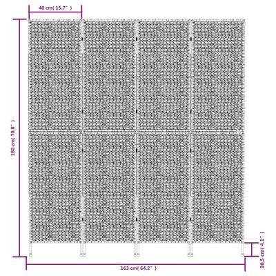 vidaXL Room Divider 4-Panel 163x180 cm Water Hyacinth