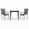vidaXL 3 Piece Garden Dining Set Grey and Black