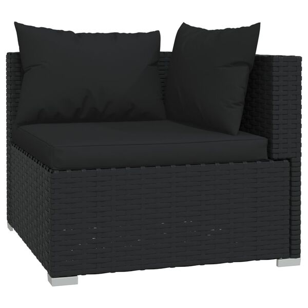 vidaXL 13 Piece Garden Lounge Set with Cushions Poly Rattan Black