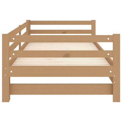 vidaXL Pull-out Day Bed Honey Brown Solid Pinewood 2x