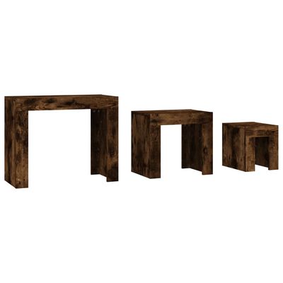 vidaXL Nesting Coffee Tables 3 pcs Smoked Oak Engineered Wood