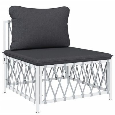 vidaXL 8 Piece Garden Lounge Set with Cushions White Steel