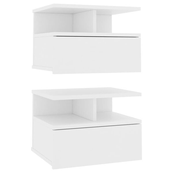 vidaXL Floating Nightstands 2 pcs White 40x31x27cm Engineered Wood