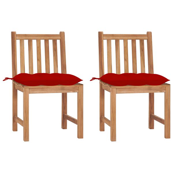 vidaXL Garden Chairs 2 pcs with Cushions Solid Teak Wood