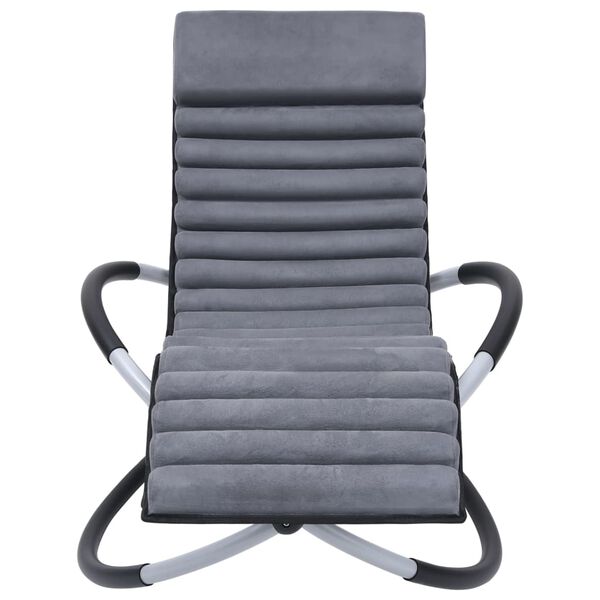 vidaXL Outdoor Sun Lounger with Cushion Steel Grey