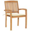 vidaXL Garden Chairs 2 pcs with Cream Cushions Solid Teak Wood