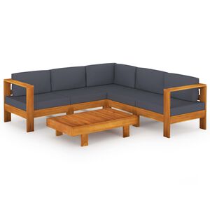 vidaXL Wooden Lounge Set | Dark Grey | Solid Acacia wood, 100% polyester fabric