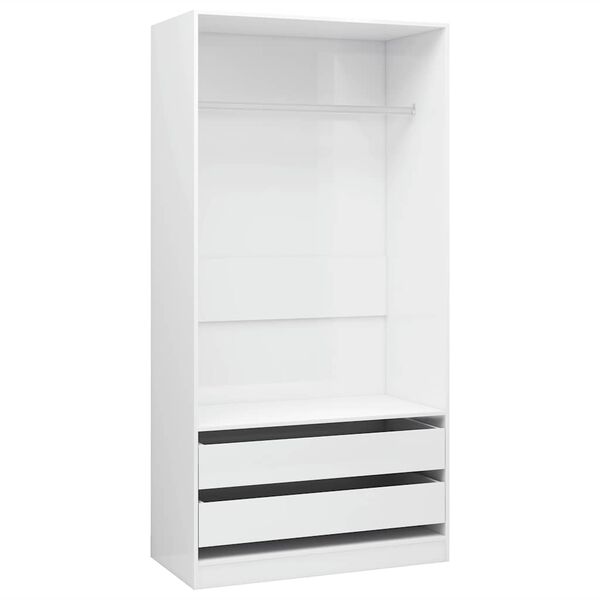 vidaXL Wardrobe High Gloss White 100x50x200 cm Engineered Wood