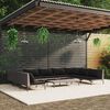 vidaXL 10 Piece Garden Lounge Set with Cushions Poly Rattan Dark Grey